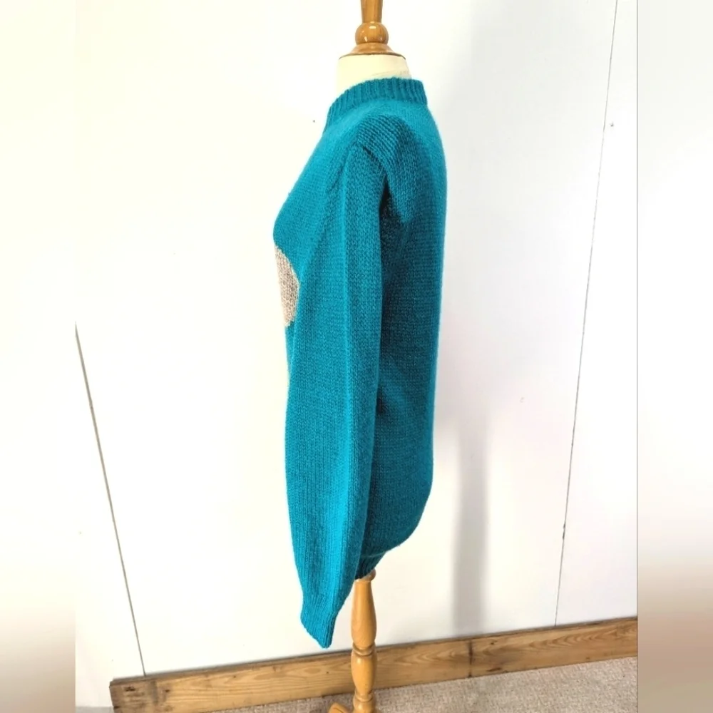Vintage Glen Carron Koala Bear Teal Wool Sweater L Long New Zealand Handmade
